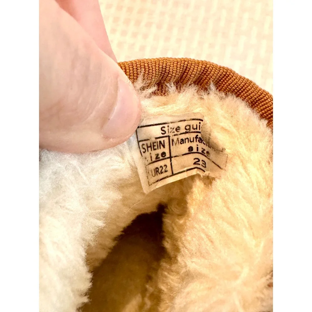 Toddler Girls Chestnut Faux Shearling Boots Flower EUR 22 Size 23 Brown